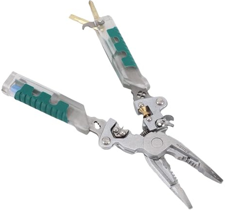 Marhynchus Pelacables Multifuncional con Probador de Voltaje y Engarzadora, Alicates de Acero CRV para Cables de 0,8-2,6 Mm, Herramienta Eléctrica Plegable para Cableado Automotriz Residencial