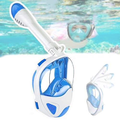 Maschera da snorkeling integrale con supporto per fotocamera e tecnologia anti-appannamento, campo visivo a 180°, design a prova di perdite, tubo di respirazione singolo per una migliore esperienza