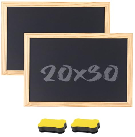 2 Stück Kreidetafel mit Holzrahmen, 20 x 30 cm, ZOYDP A4 Schiefertafel zum Beschriften, Tafel zum Beschriften mit 2 Schwamm, Kleine Blackboard für Hochzeit, Memo, Party, Schule, Malen