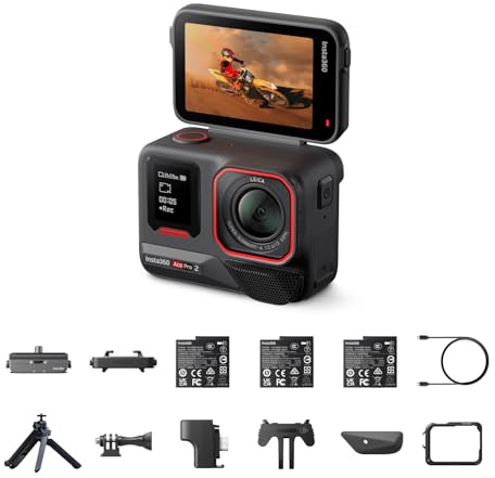 Insta360 Ace Pro 2 Pack Ultimate - Action cam impermeabile 8K progettata con Leica, sensore da 1/1,3, doppio chip IA, alte prestazioni in scarsa luce, schermo direzionale e editing IA