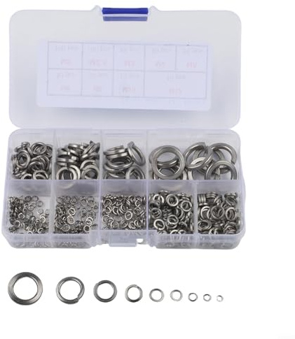 480 arandelas de resorte de acero inoxidable 304, surtido de arandelas de bloqueo abierto M2-M12 para maquinaria, electrónica, fijación de hardware