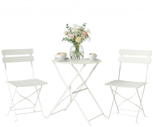 Outsunny Conjunto de Mesa y Sillas de Terraza Exterior Plegable 3 Piezas