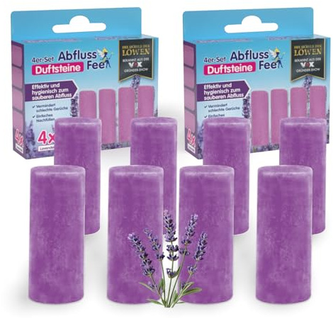 ABFLUSS-FEE Nachfüll-Set 8 Steine Lavendel Waschbeckenstöpsel | Reinigungssteine für Abflüsse jeder Art, schneller und einfacher Austausch