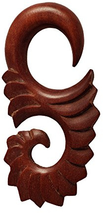 Piercing Holz red sawo wood Abstrakt S-Form Tribal earring Expander Ohr Dehner | Tribal Handarbeit rotbraun Damen Herren Flesh Lobe Plug Tunnel Ohrring Ohrhänger Hook Dehnspirale Dehnschnecke 5mm