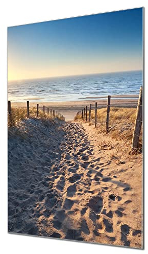 banjado Glas Magnettafel (50 x 75cm) - Magnetwand Glas - Magnetpinnwand als Memoboard - Pinnwand Magnettafel Küche, Büro, Kinderzimmer - Nordseestrand