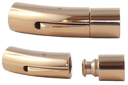 König Design Edelstahl Hebeldruckverschluss Schmuck Lederband-Armband-Verschluss 4 mm Rose Gold - 3 Stück