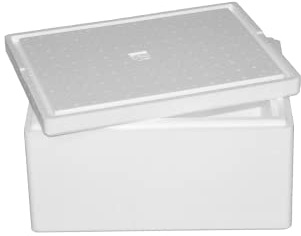Thermobox, Styroporbox / Eisbox für Essen, Getränke & temperaturempfindliche Ware, Isolierbox aus Styropor mit Deckel, Maße: verschiedene, Volumen: bis 60,9 Liter