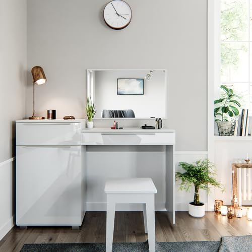 Vicco Schminktisch Weiß Lilli 135x90x39 cm - Kosmetiktisch, Ordnung leicht gemacht: Alles hat seinen festen Platz