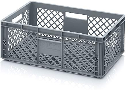 Auer Packaging Contenitore euro, 60 x 40 x 22 cm, traforato, per mercatino delle pulci, artigianato, 60 x 40 x 22 cm, con manici impilabili