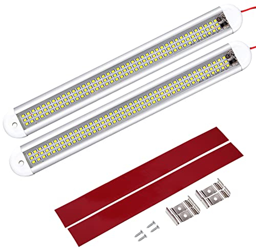Intckwan (2 Stück) 120 LED Auto Innenbeleuchtung, 12 volt Led Lampe Wohnmobil, 12v Led Leiste mit Schalter und 2 Verlängerungskabeln, Led für Auto Van Bus Caravan Boat Wohnmobil Küche Bad Bar LKW