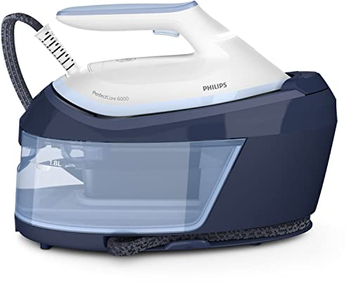 Philips PerfectCare 6000 Series Steam Generator - 2400W, 500g Steam Boost, 6.5 Bar Pressure, OptimalTEMP Technology, 1.8L Tank, White/Blue (PSG6026/20)
