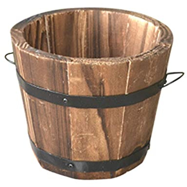 zalati Flower Plant Pots Wooden Planter Bucket Retro Whiskey Barrel Vintage Style for Outdoor Indoor Garden
