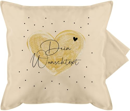 Kissenbezug - Aufdruck selbst gestalten - Dein Wunschtext I Geschenk personalisiert Weihnachten I Vatertag I Muttertag I Geburtstag - 50 x 50 cm - Beige Natur - Geschenke lebenspartner