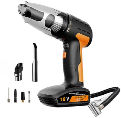 QOKLIYUI Aspirateur de Voiture Multifonction Haute Puissance, compresseur d'air Portable Puissant, gonfleur de pneus de Voiture gonfleur pneus voitur