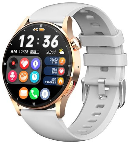 QESTO Kmccd Inteligente Hombre Mujer, 1.34 pulgadas HD Llamada Bluetooth Smartwatch con Monitoreo de Sueño Pulsómetro, 70 Modos Deporte Impermeable IP67 Smartwatch Mujer para Android iOS, Rosa