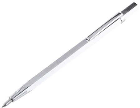 Respicefinem Tragbarer Taschennadel-Gravierstift Präzises Gravierwerkzeug für Glas Keramik und Metall 14 5 cm Länge (Gold/Silber) (Silber)