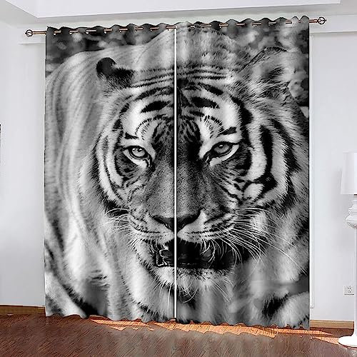 Verdunkelungsvorhänge Kräuselband Mode Schwarz-Weiß-Tiger 2 X 117 X 230 Cm Set Kindergardinen Mädchen Verdunkelungsvorhänge Mit Ösen Blickdichter Kinderzimmer Schlafzimmer Vorhang -1B6K5Q3F9U3A2R8T2F4