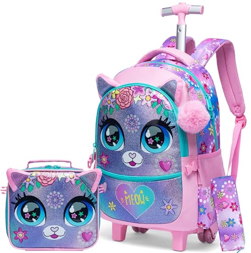 HTgroce Zaino per Bambini con Ruote - Zaino Scuola per Ragazze