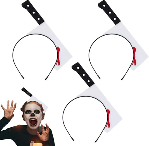 UILYNIU 3 Pezzi Halloween Coltello Testa Fascia per Capelli Adulti Bambini Horror Coltello Finto Fascia per Capelli Accessori per Capelli di Halloween(3 Pezzi)