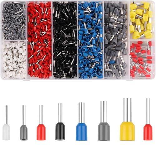 1800pcs Wire Sleeve Kit, 8 Sizes 22-10AWG Insulated Wire Pin Terminal, Wire Copper Crimp Connector Insulated Sleeve Pin Wire End Terminal, Suitable For DIY Electric Motorcycle Car Boat Home,Etc.