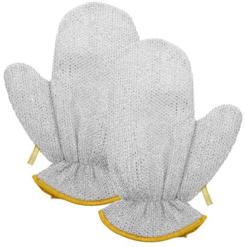 COLLBATH Non-slip Waterproof Dishwashing Gloves Supple Thickened Household Cleaning Gloves Heat Insulation Long Aluminum Foil Fabric for Winter Home Cleaning Random Color