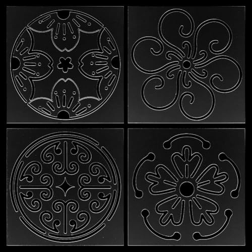 FREEBLOSS Juego de 4 plantillas de plástico Sashiko de 12 x 12 cm, plantillas acrílicas Sashiko, diseño de flores de cerezo, herramienta de bordado acrílico, plantilla geométrica de Sashiko, línea de