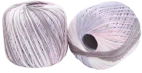 Aublinto Garn Häkelgarn zum Stricken und Häkeln DIY Handwerk Häkelgarn Strickgarn Milchgarn feines Baumwollgarn segmentgefärbter Seidenfaden für Strickprojekte und Wohnaccessoires 2 Rollen