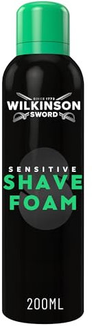 Wilkinson Sword Sensitive Shave Foam, Great Addition to Wash Bags for Men's Grooming, Shaving Foam for Men, Sensitive Skin, 200ml