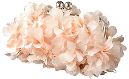 GreatRise Clutch blommor satin kvällsväska elegant brudväska trendig handväska crossbodyväska med kedja, kysslås, axelväska plånböcker för bröllop avslutningsbal party champagne