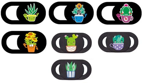 TUKEVA 7 Pcs Webcam Cover Webcam Front Camera Cover Copri webcam con motivi vegetali Copertura privacy per webcam Slide per Laptop, PC, Computer Portatile, Smartphones (Piante multicolori)