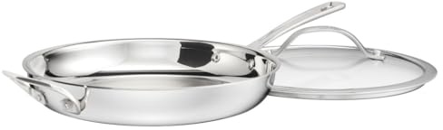 Cuisinart PureClad™ PureClad™ Triple-Ply 12 Stainless Steel Skillet with Helper Handle and Cover. PCT22-30HC