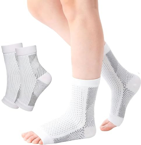 YCZARD Ankle Support Brace, Ankle Sleeve Compression Support Soft Breathable Foot Brace Wrap for Women &Teens Size Foot Pain Relief (White)