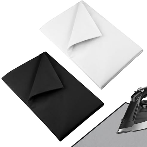 Pack of 2 Ironing Fleece White and Black 1 m x 2 m Ironing Fleece Fabric One Side Adhesive Fleece for Iron-On Ironing Insert 35 g/m² Light Insert for Sewing Crafts, Clothing, Craft Projects
