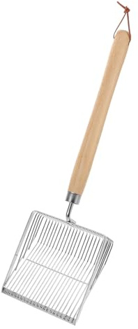 SUPVOX Beach Sand Sifter Stainless Steel Shell Scooper with Extended Wooden Handle for Summer Family Fun Lightweight Sand Filtering Tool for Shell Collecting and Exploration