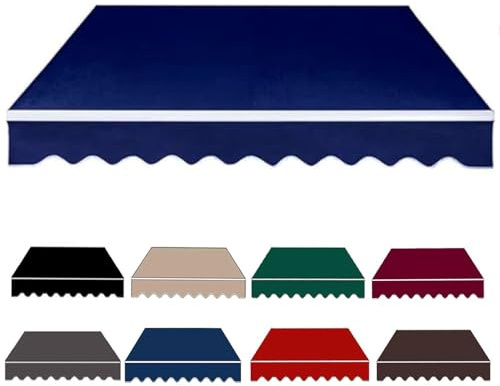 Markisen-Ersatzstoff, einziehbar, 250 x 200 cm, 360 x 300 cm, 500 x 300 cm, blaue Überdachung, Gelenkarmmarkise, Klemmmarkise Ersatztuch (300 x 150 cm)
