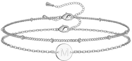 HSWYFCJY Armband Damen Gold Silber Personalisiertes Buchstaben A-Z Silber Armbänder Armkette Damen Armband mit Buchstaben Scheiben Geschenke für Mädchen Schmuck