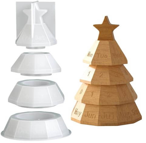 Silicone Moulds Christmas Tree Advent Calendar Silicone Mould Christmas Tree Silicone Mould Christmas Plaster for Casting Mould Christmas Tree Casting Moulds Silicone Christmas Month Calendar (A)