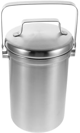 DOITOOL Contenedor de Compost para Encimera de Cocina Tapa Cubo de Basura de Acero Inoxidable para Desperdicios de Alimentos para Cocina Pequeña