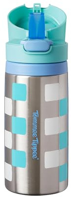 Tommee Tippee On The Go Insulated Straw Bottle 18m+ Stainless Steel | 355ml, Blue, Easy-Hold Handles for Little Hands