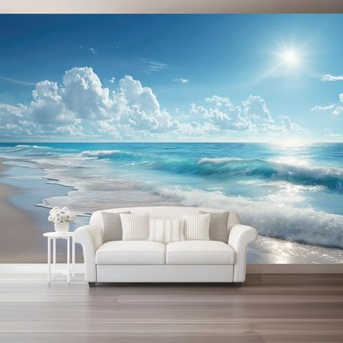 Papel Pintado Pared 3D Papel Tapiz Tropical Azul Agua Poco Profunda Costa Fotomurales 3D Tv Fondo Pared Dormitorio Murales Papel Tapiz Moderno