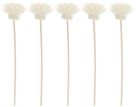 Tofficu 5 Stück Kleine Chrysanthemen Rattanstäbchen 20cm Ätherische Öl Diffusorstäbchen aus Natürlichem Rattan Weiß Ersatz für Aroma Diffusoren im Wohn und Badezimmer