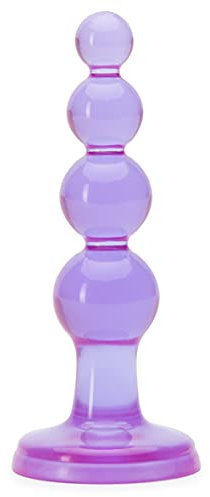 Lovehoney Beaded Butt Plug - 4 Inch Beginner Friendly Anal Plug - Flared Suction Cup Base with Graduated Beads - Waterproof - Purple