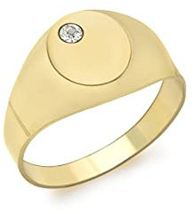 Carissima Gold Damen Kubik Zirkonia 7 mm x 9 mm Oval Siegelring 9k (375) Gelbgold