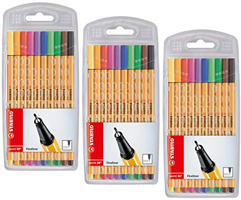 Fineliner - STABILO point 88 - 3x 10er Pack - Standardfarben
