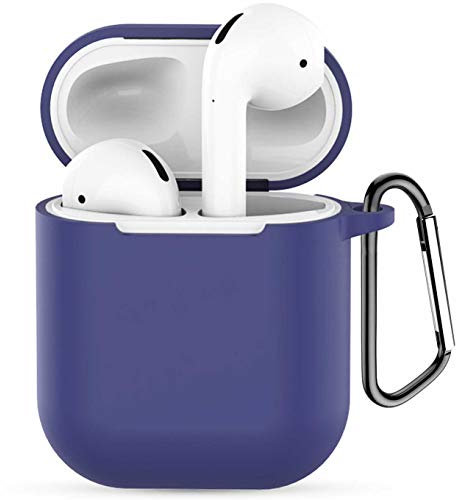 Kompatibel mit AirPods 1 und 2 USB-Lade-Schutzhülle, AirPods 1/2 Zubehör, Silikon-Zubehör, Schutzhülle für tragbare Schutzhülle, light yellow men maroon mickey odumdum two pack, dunkelblau
