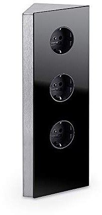 Naber 41910102201 Wipo 3-Wege-Eck-G-Steckdose mit Glasabdeckung, Schwarz