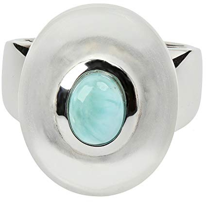 LA LUNA Design Damen-Ring aus Silber 925 mit Bergkristall Frost und Larimar (50 (15.9))