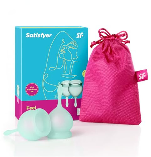Satisfyer Feel Good copa menstrual 2 piezas | Copas menstruales reutilizables y sostenibles, 15 y 20 ml | Fácil de limpiar y cómoda | Protección duradera silicona médica: Multicolour