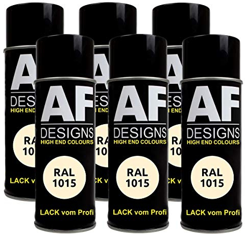 Alex Flittner Designs 6x RAL Lackspray Autolack Buntlack Spraydose RAL1015 HELLELFENBEIN matt