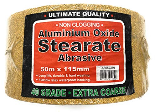 Aluminium Oxide 'Non-Clogging' Stearate Abrasive/Sandpaper - 50m x 115mm Rolls (40 Grit)